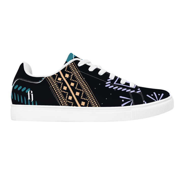 Tribal Ethnic Low Leather Sneakers