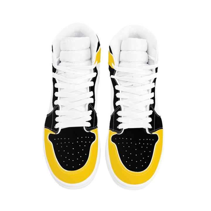 Fred Jo Black and Yellow High Leather Sneakers