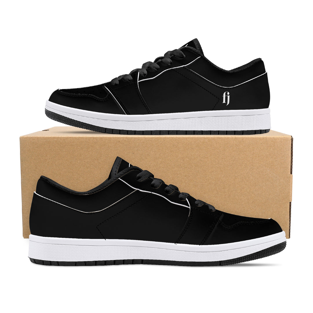 Fred Jo All Black Low-Top Leather Sneakers - Fred jo Clothing