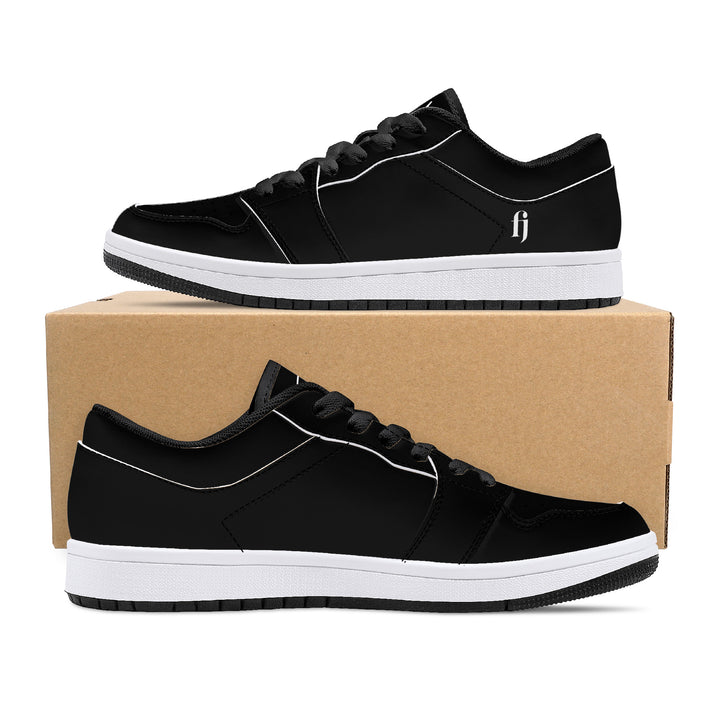 Fred Jo All Black Low-Top Leather Sneakers - Fred jo Clothing