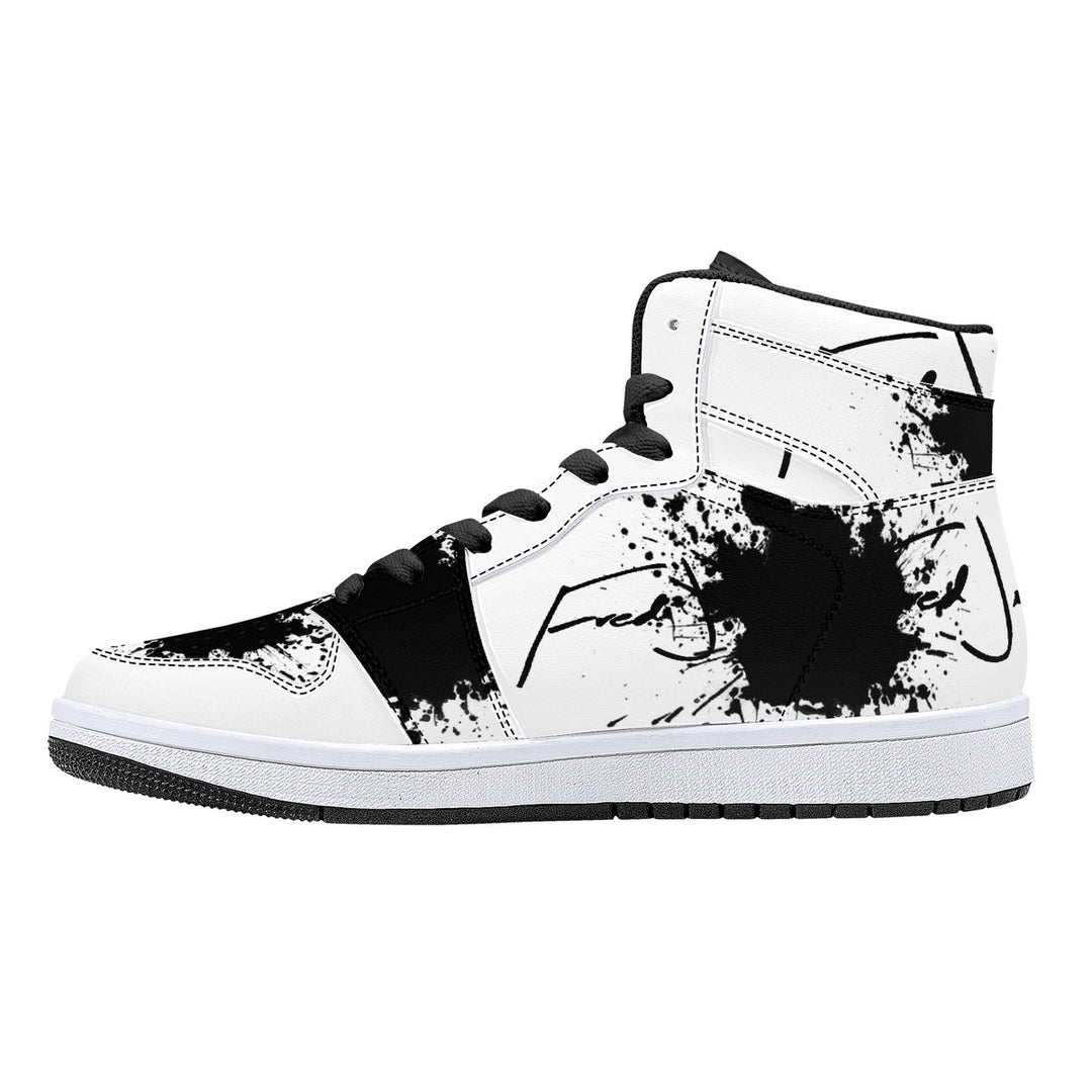 Fred Jo Black Splash High-Top Leather Sneakers - Fred jo Clothing