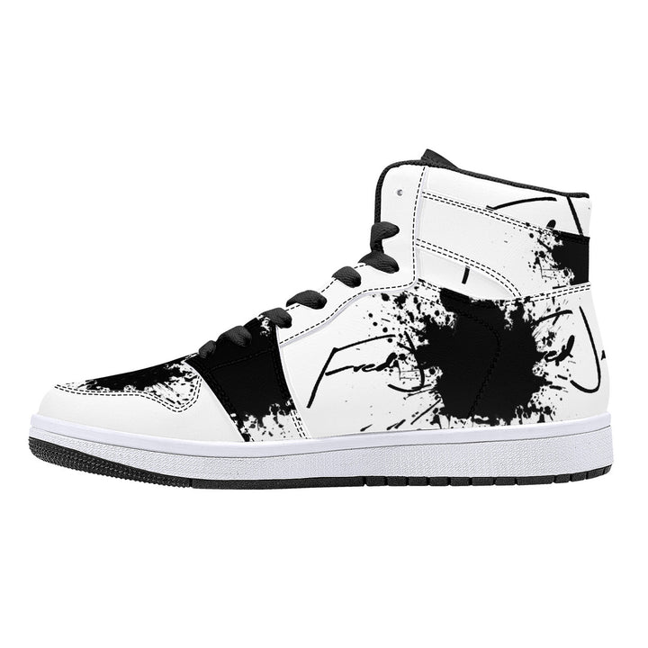 Fred Jo Black Splash High-Top Leather Sneakers - Fred jo Clothing