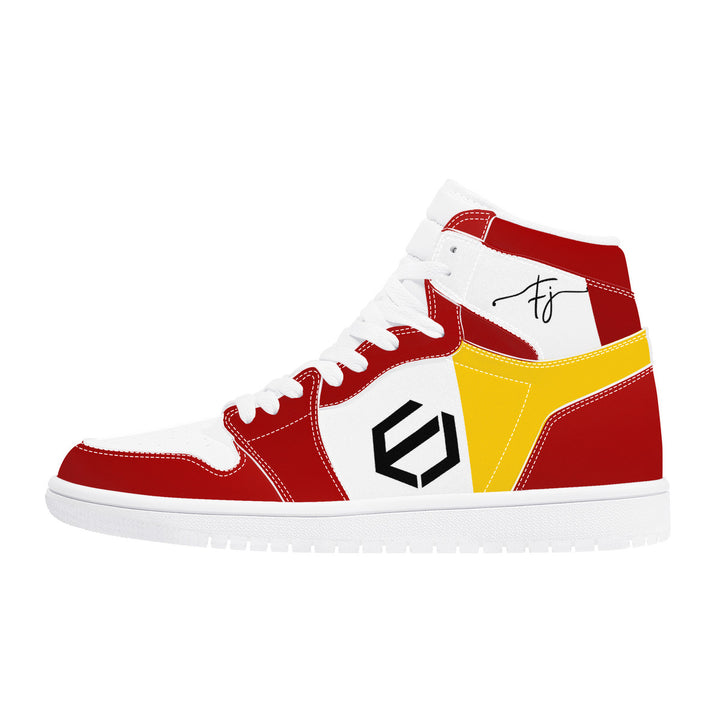 Fred Jo Red and Yellow High Leather Sneakers