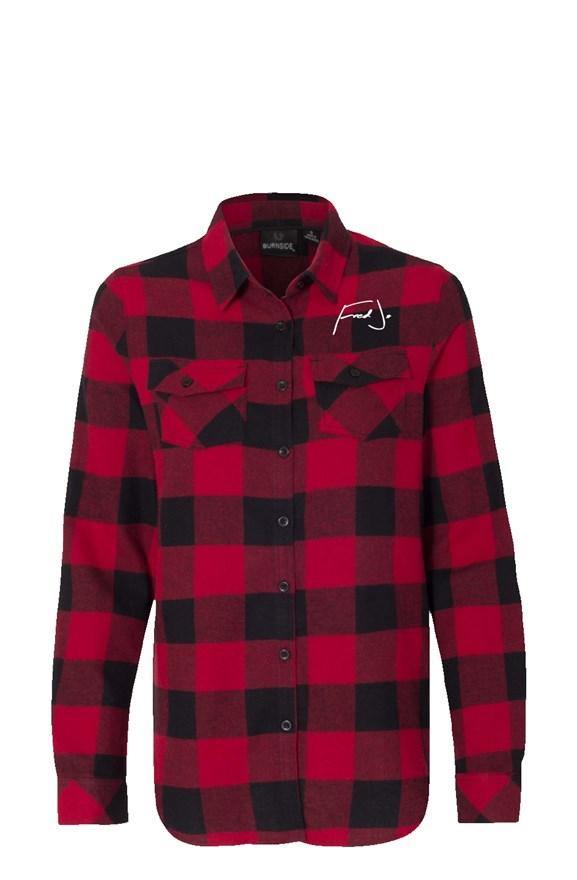 Fred Jo Womens Long Sleeve Red Flannel - Fred jo Clothing