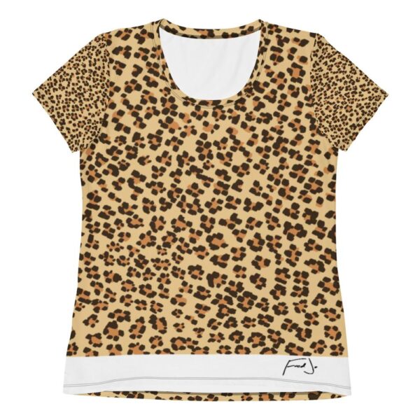 Fred Jo Leopard All-Over Print Women's Athletic T-shirt - Fred jo Clothing