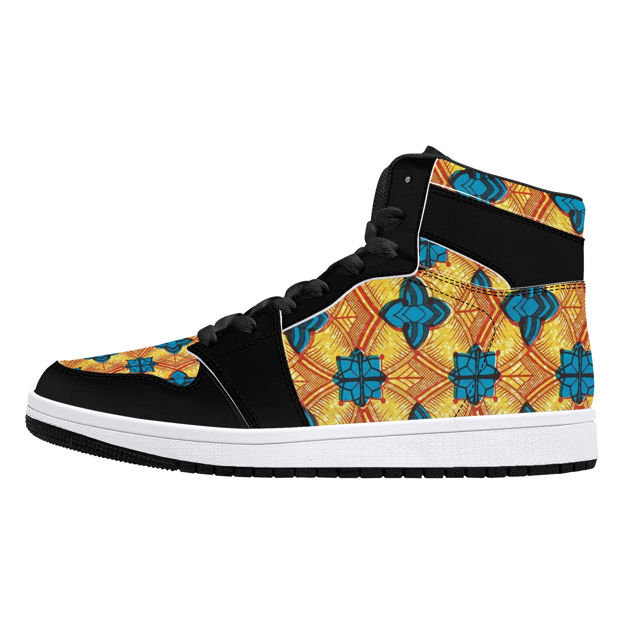 Fred Jo African Sunshine High-Top Leather Sneakers - Black - Fred jo Clothing