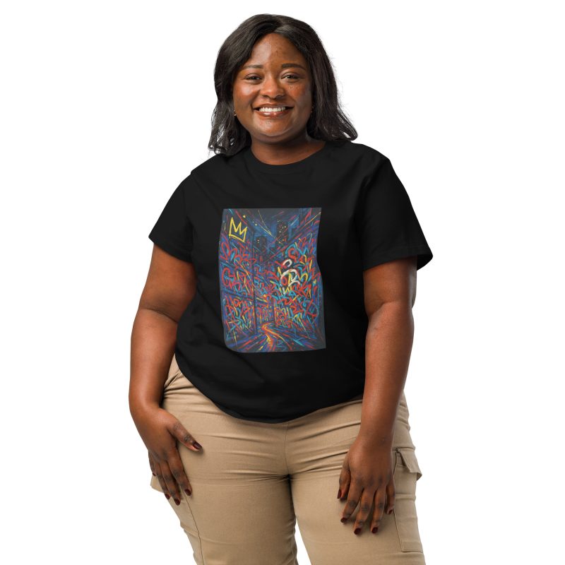 From Street to Galleries" – Women's Organic Ribbed Neck T-Shirt Inspired by Basquiat