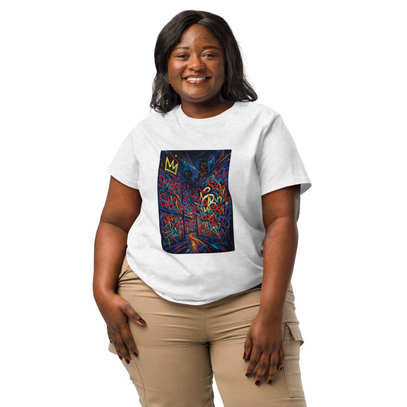 From Street to Galleries" – Women's Organic Ribbed Neck T-Shirt Inspired by Basquiat - Image 23