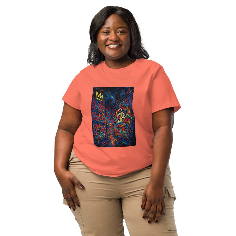 From Street to Galleries" – Women's Organic Ribbed Neck T-Shirt Inspired by Basquiat - Image 11