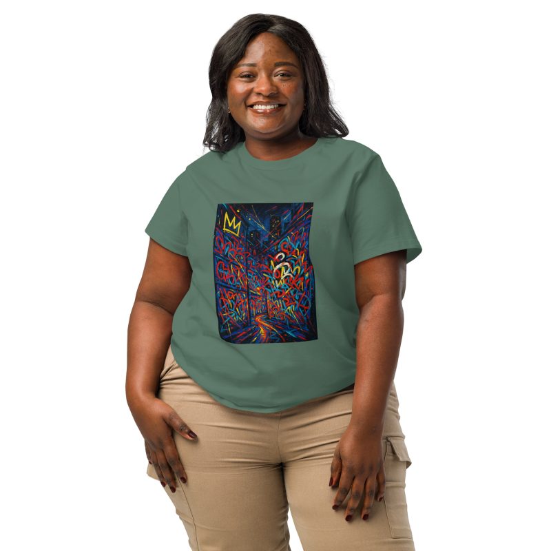 From Street to Galleries" – Women's Organic Ribbed Neck T-Shirt Inspired by Basquiat - Image 8