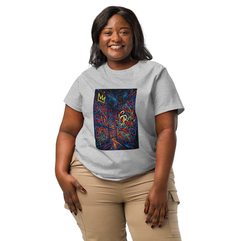 From Street to Galleries" – Women's Organic Ribbed Neck T-Shirt Inspired by Basquiat - Image 20