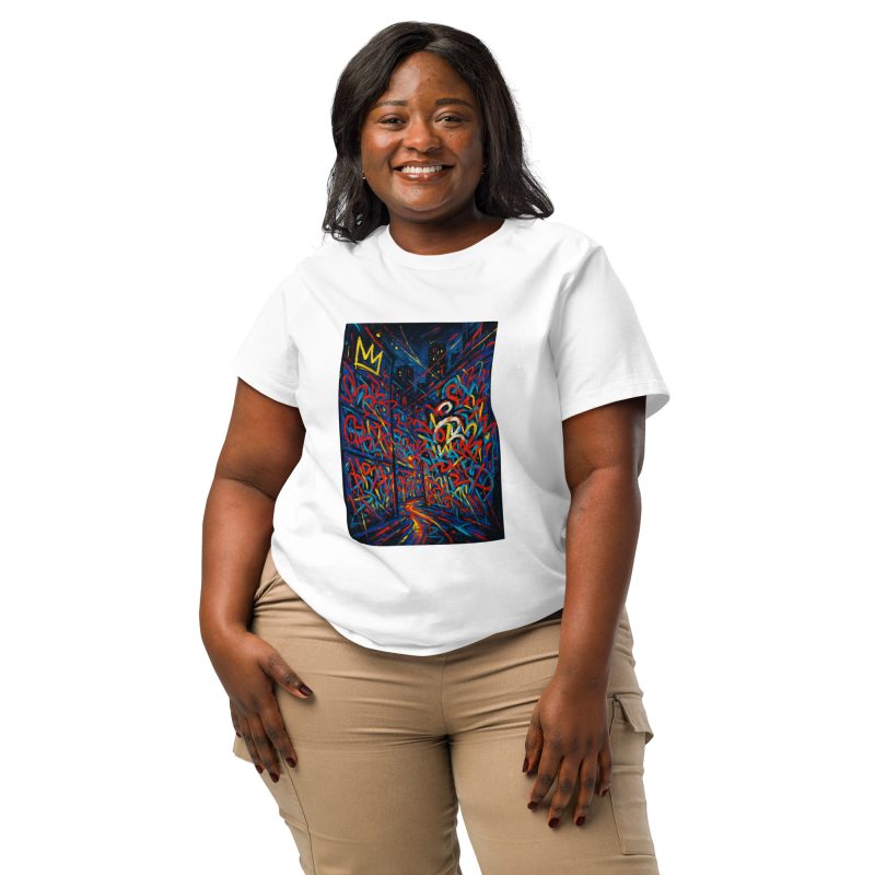 From Street to Galleries" – Women's Organic Ribbed Neck T-Shirt Inspired by Basquiat - Image 29